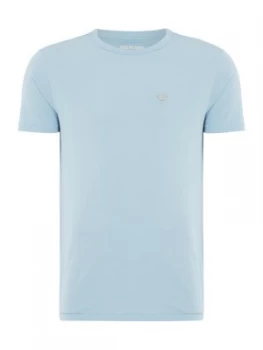 Image of Mens True Religion Metal Logo Crew Neck T Shirt Light Blue