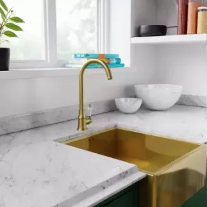 Image of Taylor & Moore Hastings Traditional Kitchen Mixer Tap with Swivel Spout & Single Lever - Brushed Gold