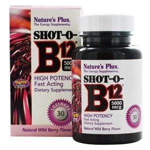 Image of Natures Plus Shot O B12 5000 mcg Lozenges Natural Wild Berry Flavour 30 Lozenges