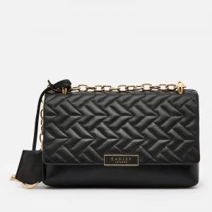 Image of Radley Womens Mill Bay Geo Medium Flapover Cross Body Bag - Black