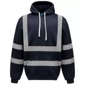 Image of Yoko Mens Hi Vis Reflective Hoodie (L) (Navy Blue) - Navy Blue