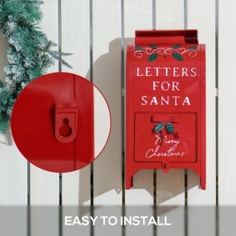 Image of HOMCOM HOMCOM Christmas Post Box Freestanding or Wall Mounted for Xmas Decoration