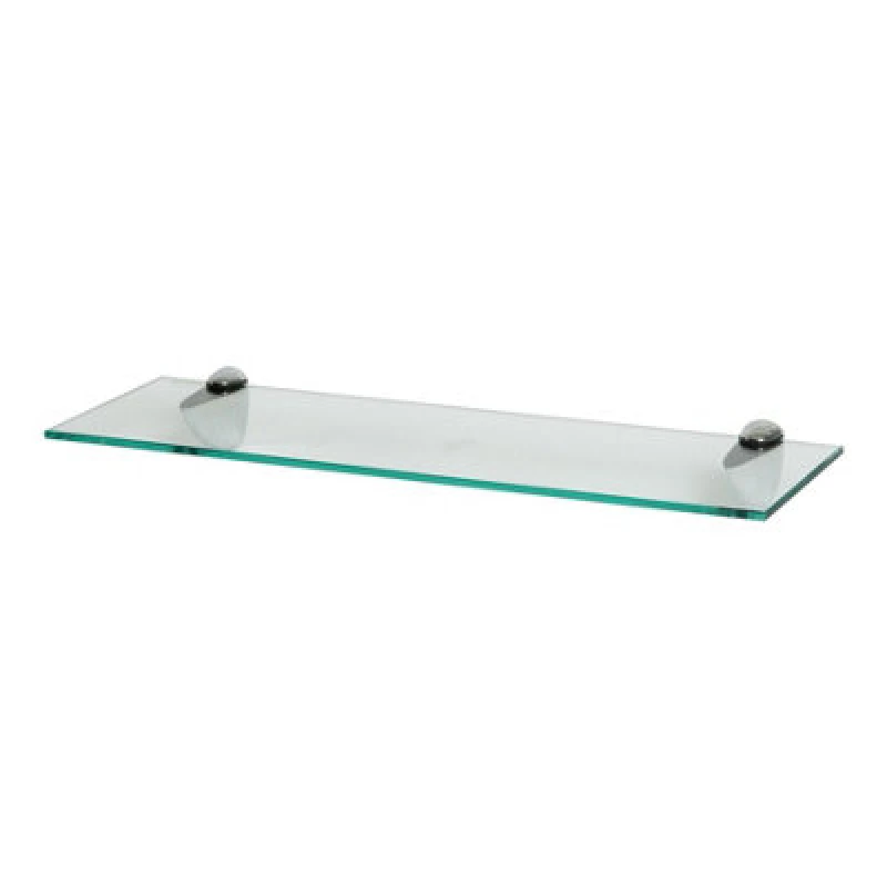 Image of Harbour Housewares Floating Glass Shelf - 60Cm - Silver Brackets - Bathroom Shower Storage Vanity Display Unit Shelf