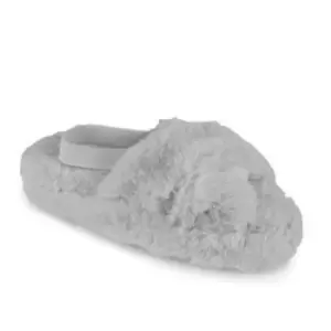 Image of Slumberzzz Womens/Ladies Crossover Slippers (UK 5-6) (Grey)