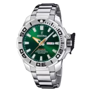 Image of Festina Gents Festina Diver Watch Silver Green F20665/2 - Silver and Green