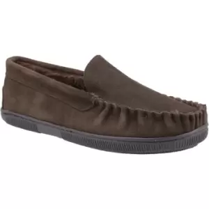 Image of Cotswold Mens Tresham Slip On Suede Moccasin Slippers UK Size 9 (EU 43)