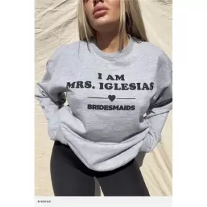 Image of I Saw It First Grey Marl Bridesmaids I Am Mrs Iglesias Oversized Sweater - Grey
