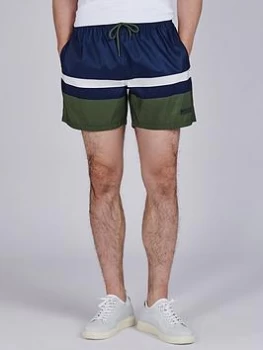 Image of Barbour International Colour Block Detail Swim Shorts - Navy Size M Men