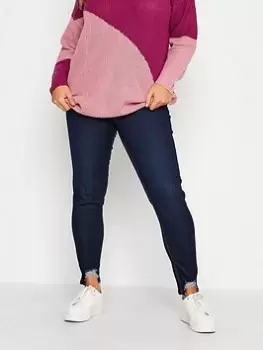 Image of Yours Distressed Hem Jeggings - Indigo Blue Size 22, Women