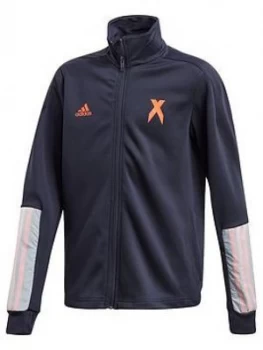 Image of Boys, Adidas Youth X Tracksuit Top, Navy/Yellow, Size 7-8 Years