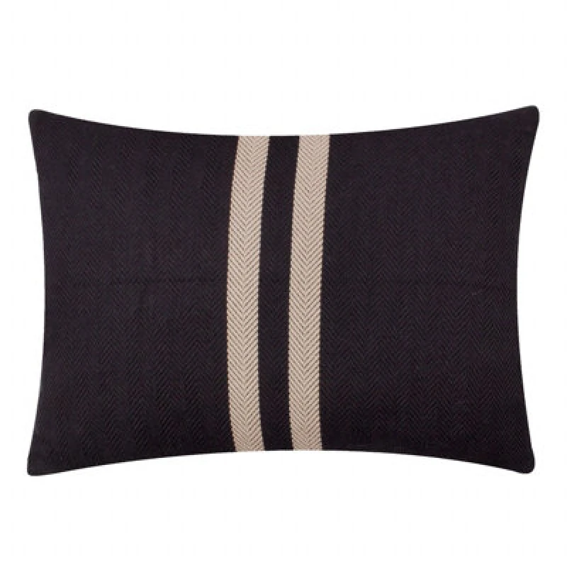 Image of Benton Herringbone Rectangular Cushion Black