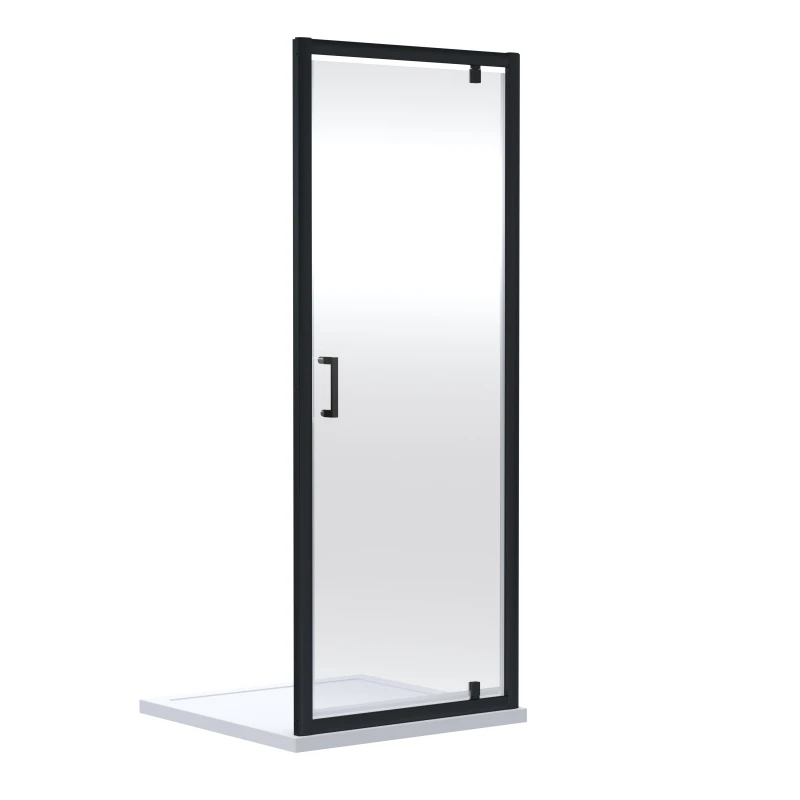 Image of Balterley 6mm Glass Reversible Pivot Shower Door 1900 x 760mm Matt Black Unisex