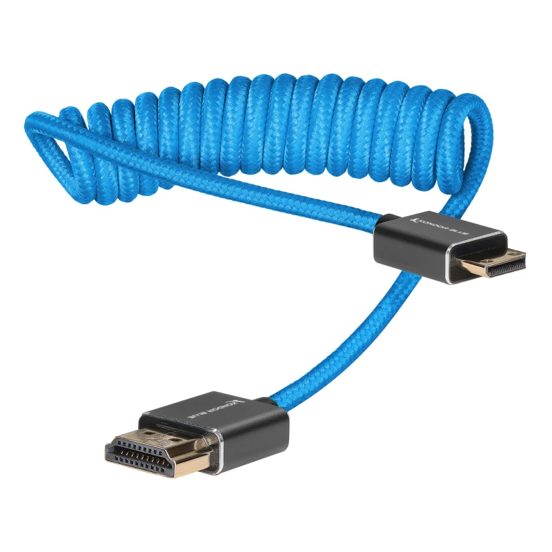 Image of Kondor Blue Coiled Mini HDMI to Full HDMI Cable 12 to 24-Inch Blue