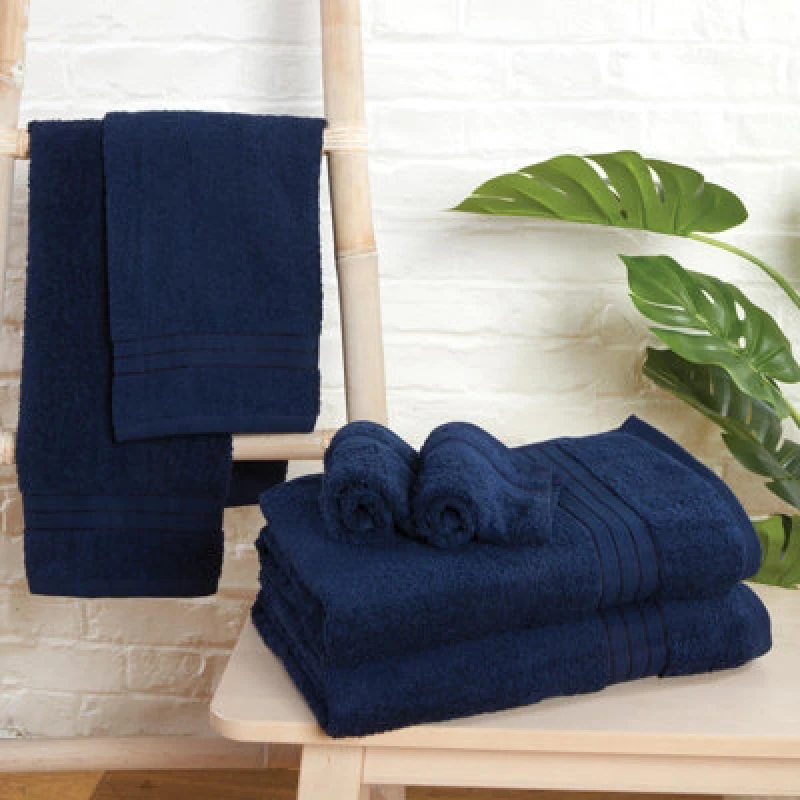 Image of OHS OHS Luxury 100% Cotton Bath Sheet Bathroom Towel in Navy Navy Bath Sheet Unisex 5027434141401