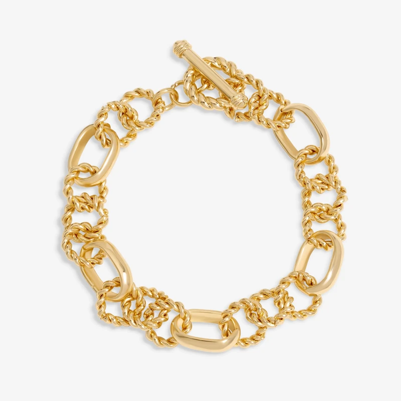 Image of Mood Gold Textured Chain T-Bar Bracelet Jewellery Sets One Size Gold 72783710000