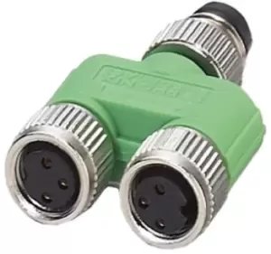 Image of Phoenix Contact Sac-3P-M 8Y/2Xm 8Fs Vp Splitter, M8 3Pos Plug - 2X M8 3Pos Skt