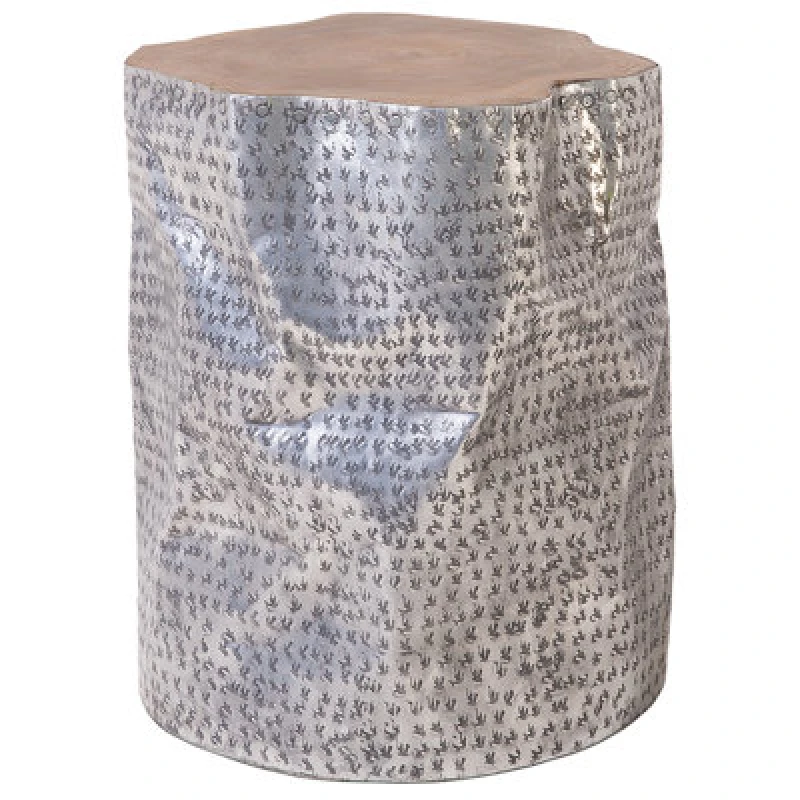 Image of Beliani Side Table Gordon Teak Wood Silver