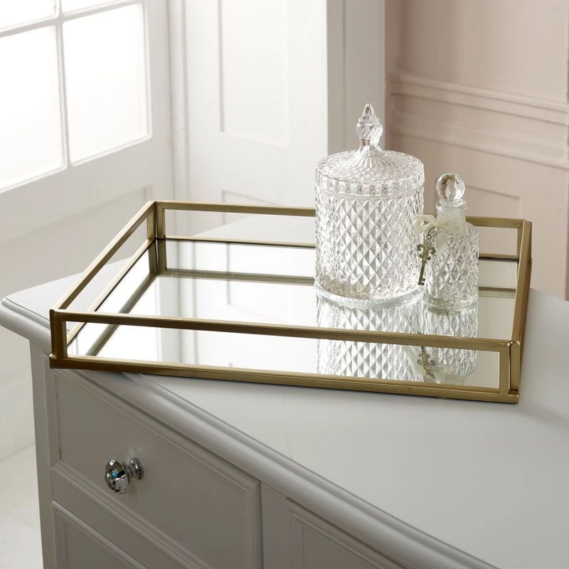 Image of Melody Maison Large Gold Mirrored Cocktail Tray Gold