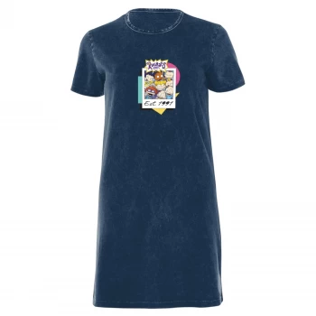 Image of Nickelodeon Rugrats Womens T-Shirt Dress - Navy Acid Wash - L - Navy Acid Wash