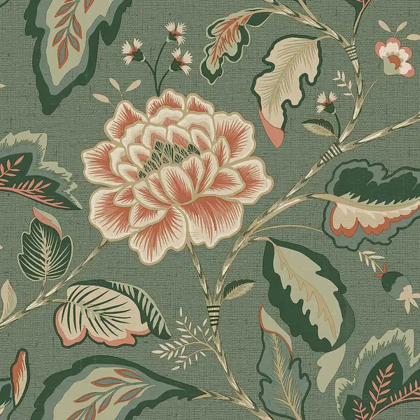 Image of Belgravia Decor Maya Floral Green Textured Wallpaper