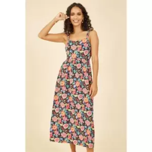 Image of Yumi Multicoloured Retro Floral Midi Dress - Multi