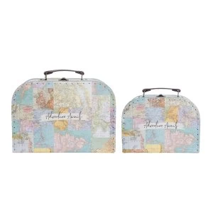 Image of Sass & Belle Vintage Map Collage 2 Piece Set Suitcases