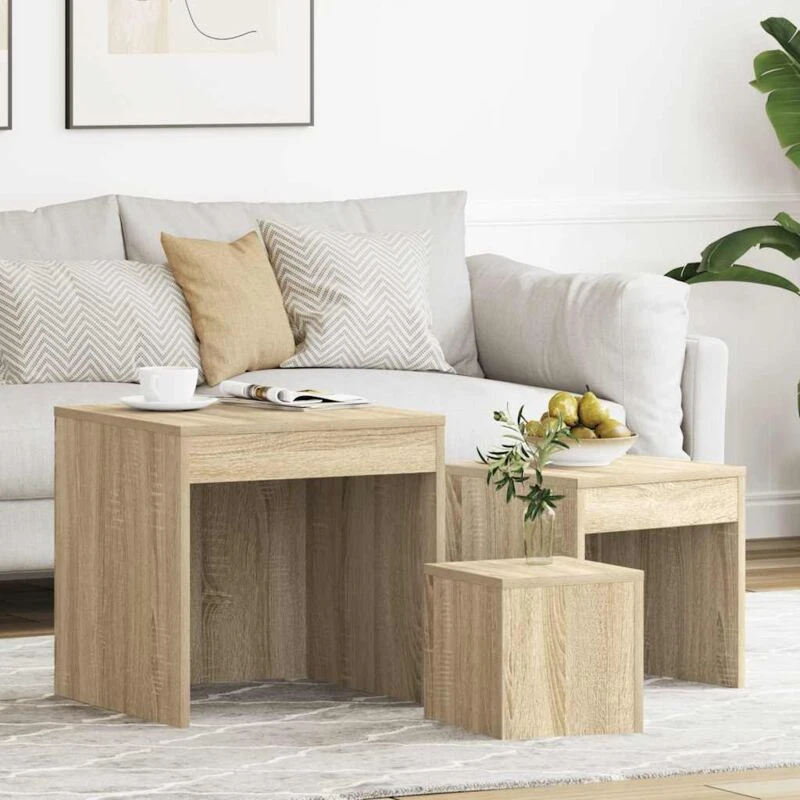 Image of VIDAXL Nesting Tables 3 pcs Sonoma Oak Engineered Wood Vidaxl 8720286611357