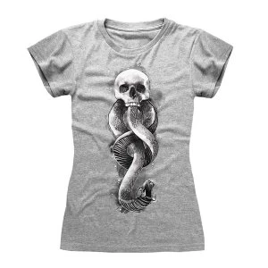 Image of Harry Potter - Dark Arts Snake Womens Medium T-Shirt - Grey