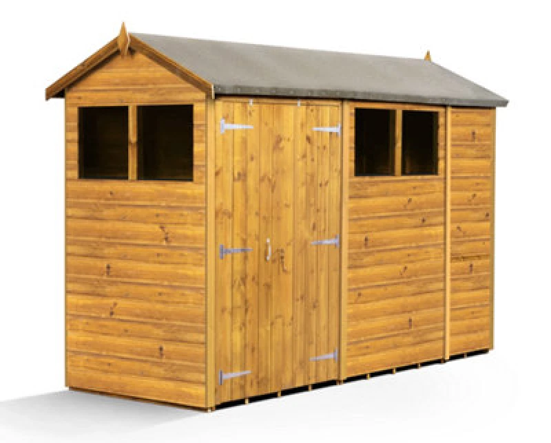 Image of Empire Sheds Empire Modular Apex 4X10 Dipped Treated Tongue And Groove Wooden Garden Shed Double Door & Windows (4' X 10' / 4ft X 10ft) (4X10)