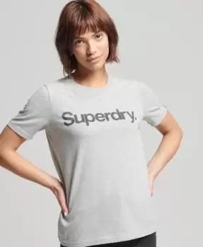 Image of Superdry Womens Core Logo T-Shirt Light Grey / Ice Marl - Size: 10
