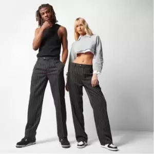 Image of Mennace Pinstripe Straight Leg Trousers - Black