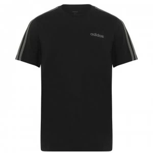 Image of Adidas 3 Stripe Essential T Shirt Mens - Black/Khaki