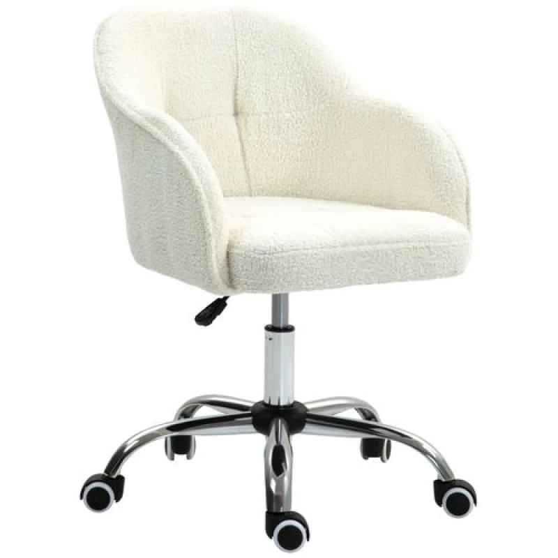 Image of HOMCOM Fluffy Vanity Grey Chair for Desk - with Height Adjustable - Wheels - Cream TJ Hughes 5061025059744