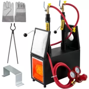 Image of VEVOR Propane Knife Forge, Farrier Furnace with Dual Burners, Portable Square Metal Forge with Two Durable Doors, Large Capacity, for Blacksmithing,