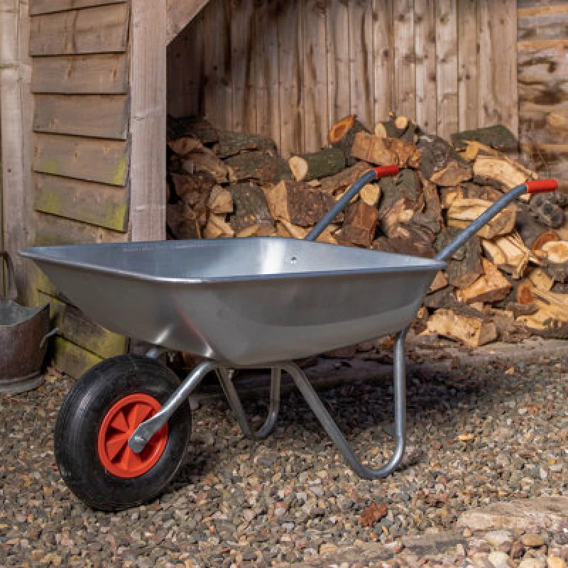 Image of Samuel Alexander 65 Litre 60Kg Capacity Galvanised Metal Garden Cart Wheelbarrow