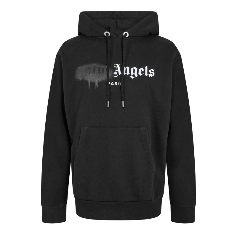 Image of Palm Angels Mens Paris Over the Head Hoodie Black male XS