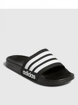 Image of adidas Adilette Shower Slides - Black/White, Size 8, Men