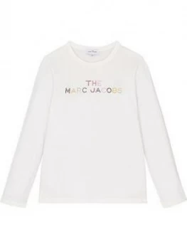 Image of The Marc Jacobs Girls Long Sleeve Multi Logo T-Shirt - White