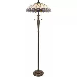 Image of Tiffany Glass Floor Lamp - Mackintosh Style Rose - Dark Bronze Finish - LED Lamp