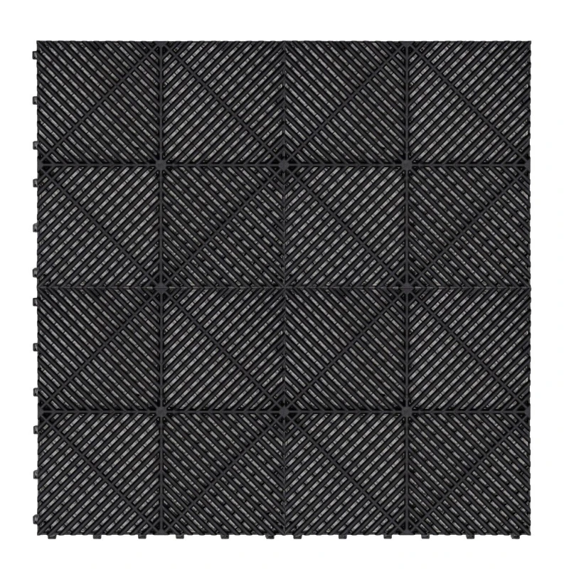Image of Monstershop Vented Garage Floor Tiles Black (x120) with Edges (x46) Black