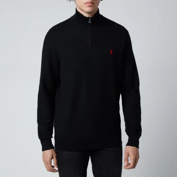 Image of Polo Ralph Lauren Mens Cotton Mesh Quarter-Zip Jumper - Polo Black - L