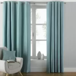 Image of Riva Paoletti Atlantic Woven Twill Lined Eyelet Curtains, Duck Egg, 46 x 72 Inch