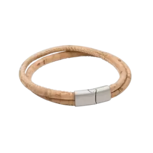 Image of Cork Tubular Double Row Bracelet Steel Clasp Bracelet B5377