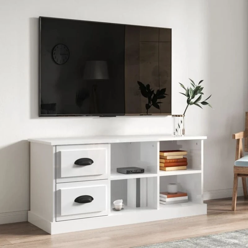 Image of VIDAXL TV Cabinet High Gloss White 102x35.5x47.5cm Engineered Wood Vidaxl 8720845790684