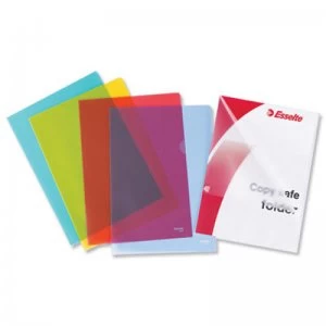 Image of Esselte A4 Copy-safe Folder Plastic Cut Flush Blue (Pack 100)