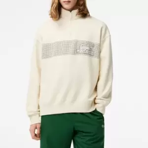 Image of Logo Print Cotton Sweatshirt with Half Zip