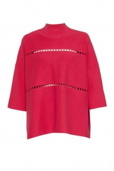 Image of French Connection Milano Mozart Laddered Oversized Jumper Red