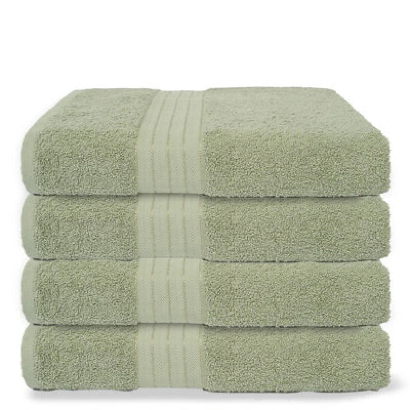 Image of OHS OHS 4 Pack of 100% Cotton Bath Sheet Bathroom Towel in Pale Green Pale Green Bath Sheet Unisex 5027434229192