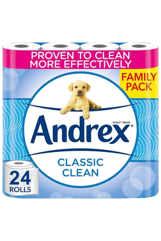 Image of Andrex Andrex Complete Clean Toilet Tissue Standard 4x6 Rolls White (Pack of 24) 4480125 4480125