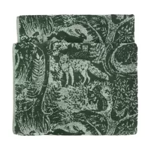 Image of Winter Woods Animal Jacquard Bath Towel Emerald